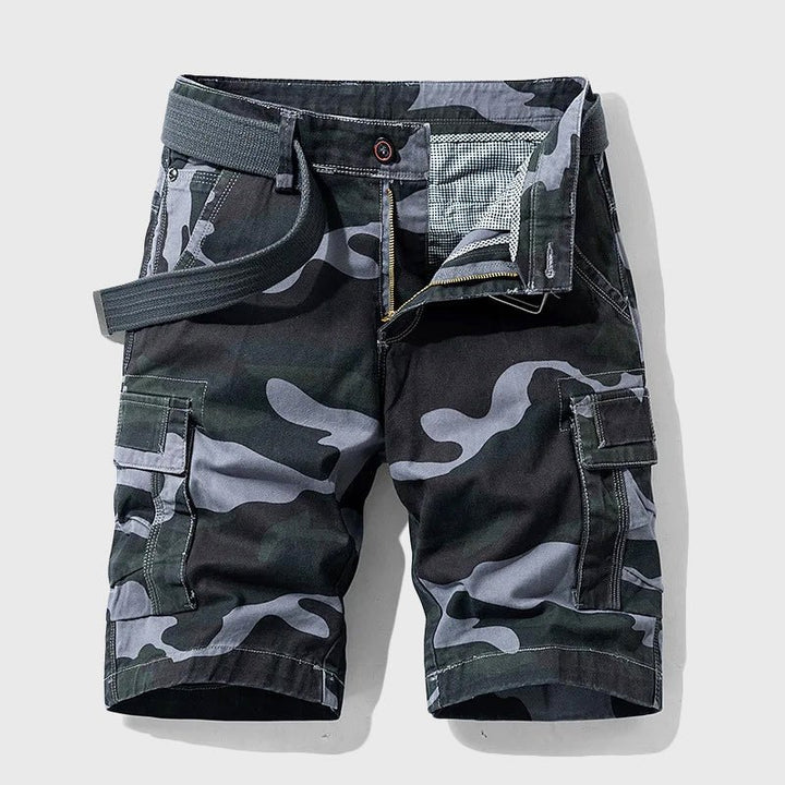 Herren Tarnmuster Cargo Short mit Gürtel - Gray