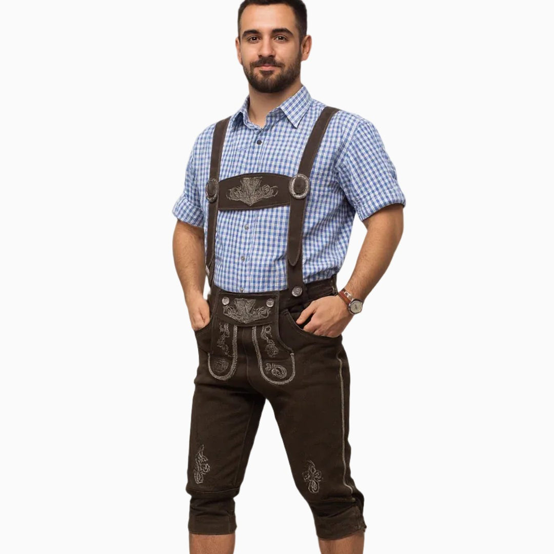 Herren Trachten Kniebundhose mit Hosenträgern Oktoberfest - Braun