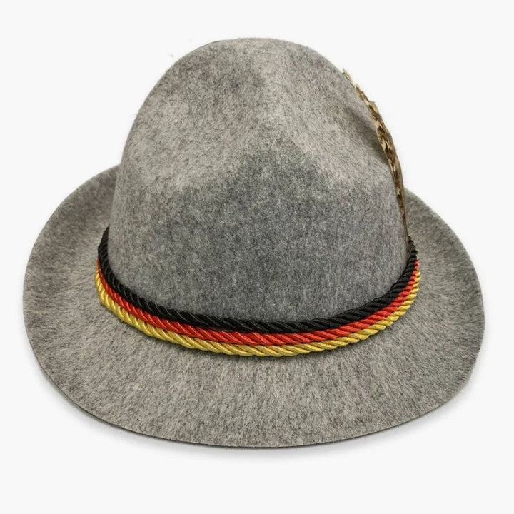 Herren Trachten-Komplettset Lederhose Kurzarmhemd Filzhut Oktoberfest - Grauer Hut