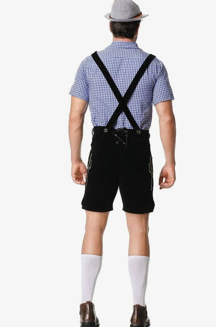 Herren Trachten-Komplettset Lederhose Kurzarmhemd Filzhut Oktoberfest