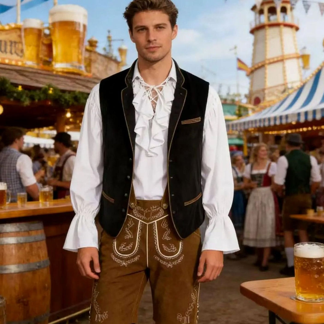 Herren Trachten-Samtweste mit Stickerei fürs Oktoberfest