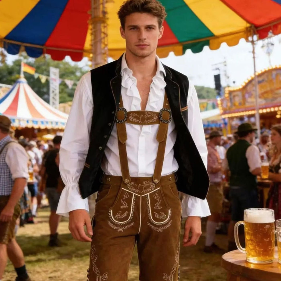 Herren Trachten-Samtweste mit Stickerei fürs Oktoberfest
