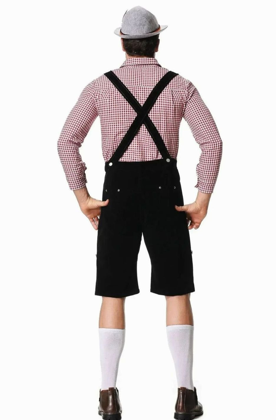 Herren Trachtenhemd Kariert Lederhose Oktoberfest Kostüm Set