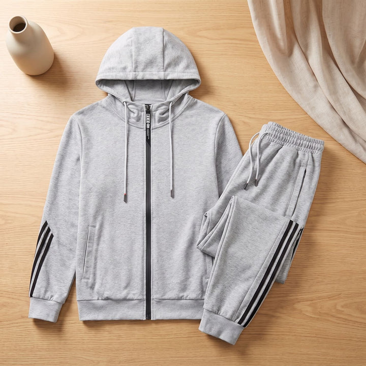 Herren Trainingsanzug Kapuzenjacke Jogginghose Set - Grau