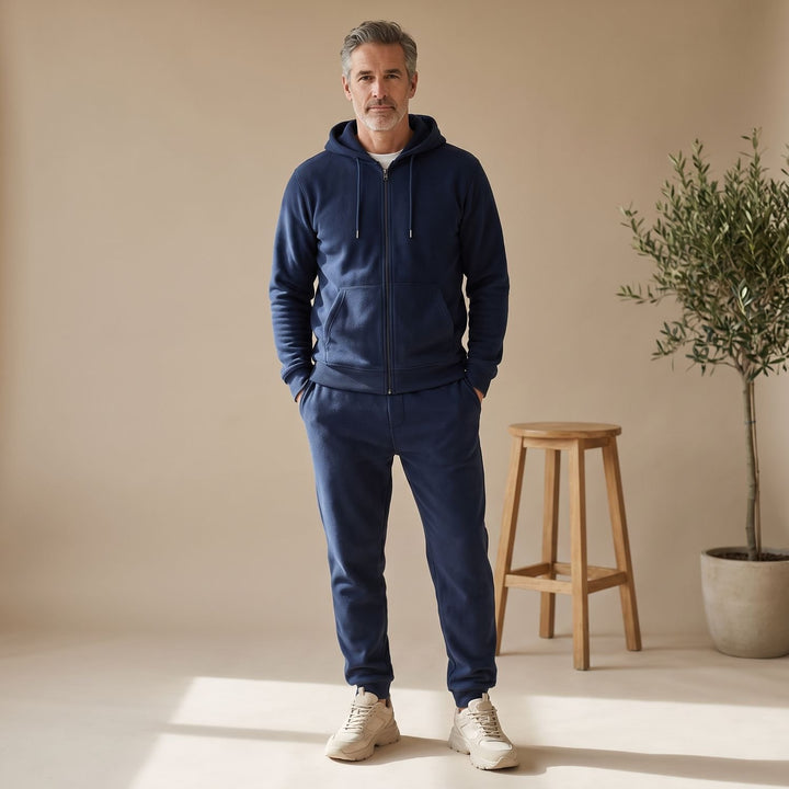 Herren Trainingsanzug mit Reißverschluss-Hoodie und Jogginghose - Dunkelblau