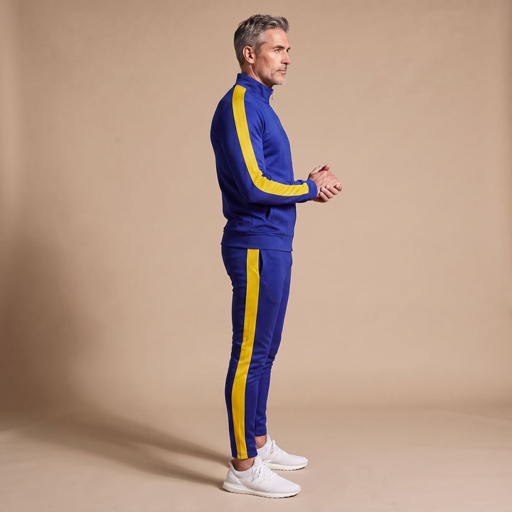 Herren Trainingsanzug Slim-Fit Jogginganzug mit Kontraststreifen - Blau