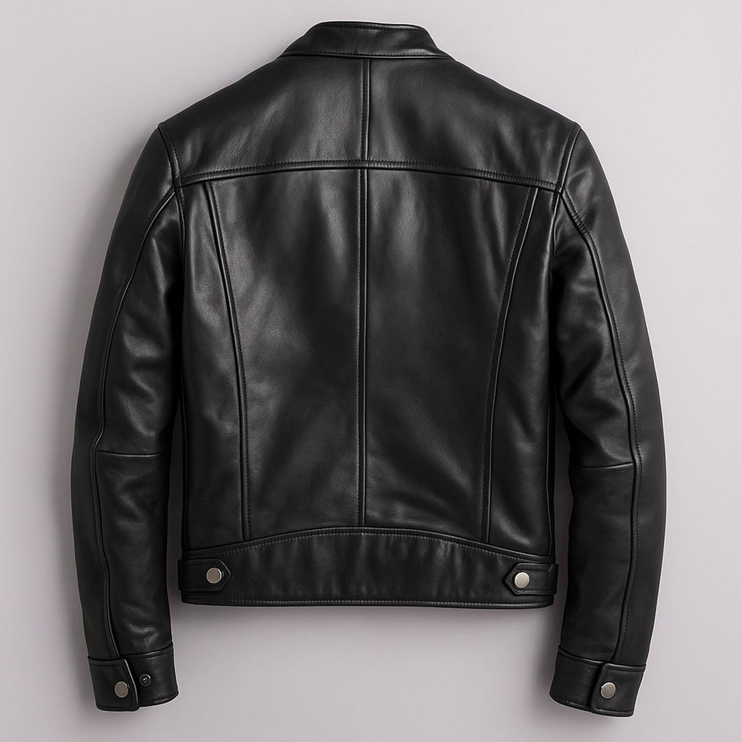 Herren Vintage Biker Quilted Jacket Echtleder Reißverschluss
