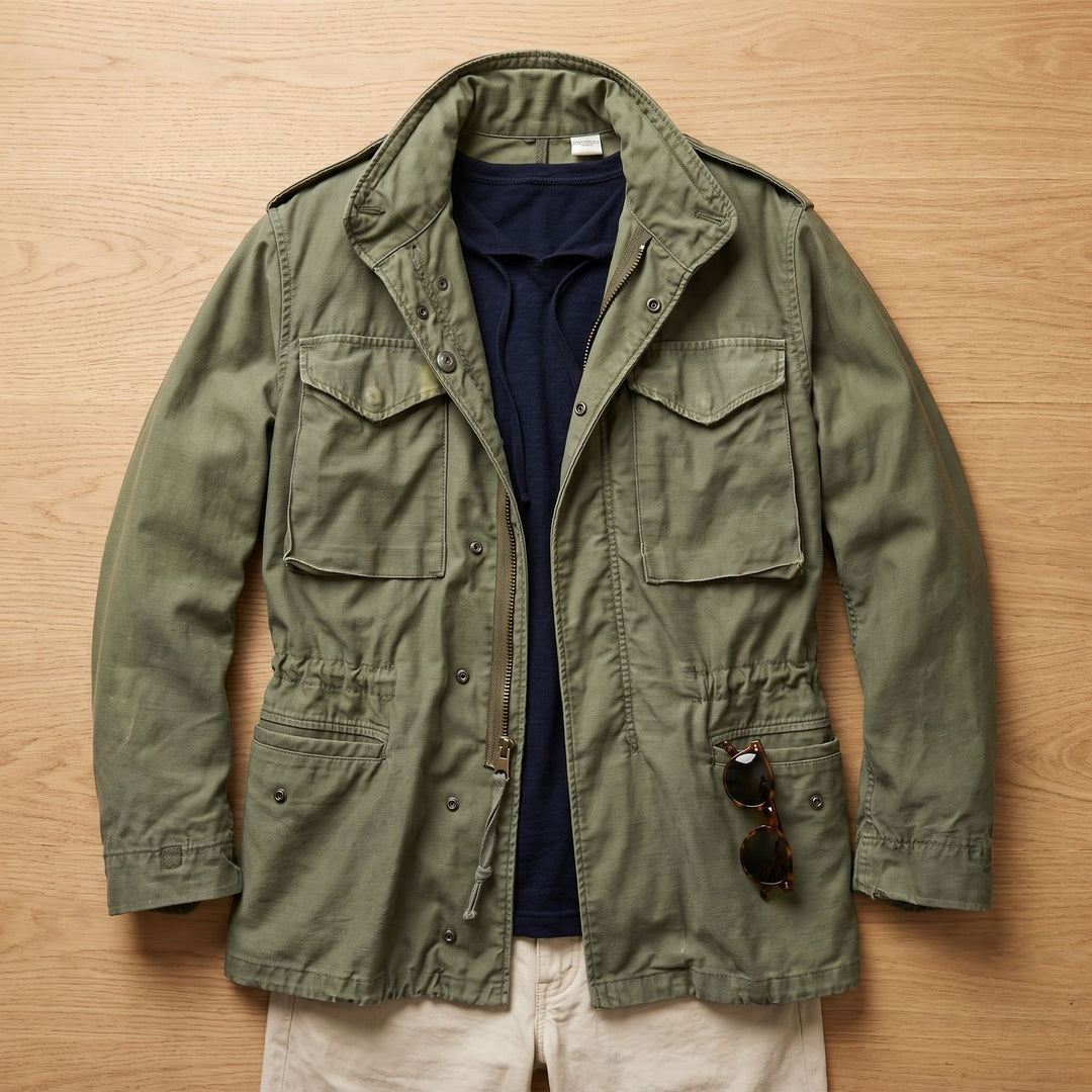 Herren Vintage Feldjacke mit verstellbarem Bund M65 Field Jacket