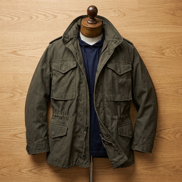 Herren Vintage Feldjacke mit verstellbarem Bund M65 Field Jacket - Schwarz