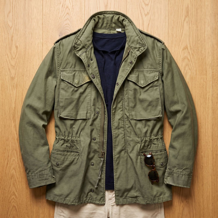 Herren Vintage Feldjacke mit verstellbarem Bund M65 Field Jacket