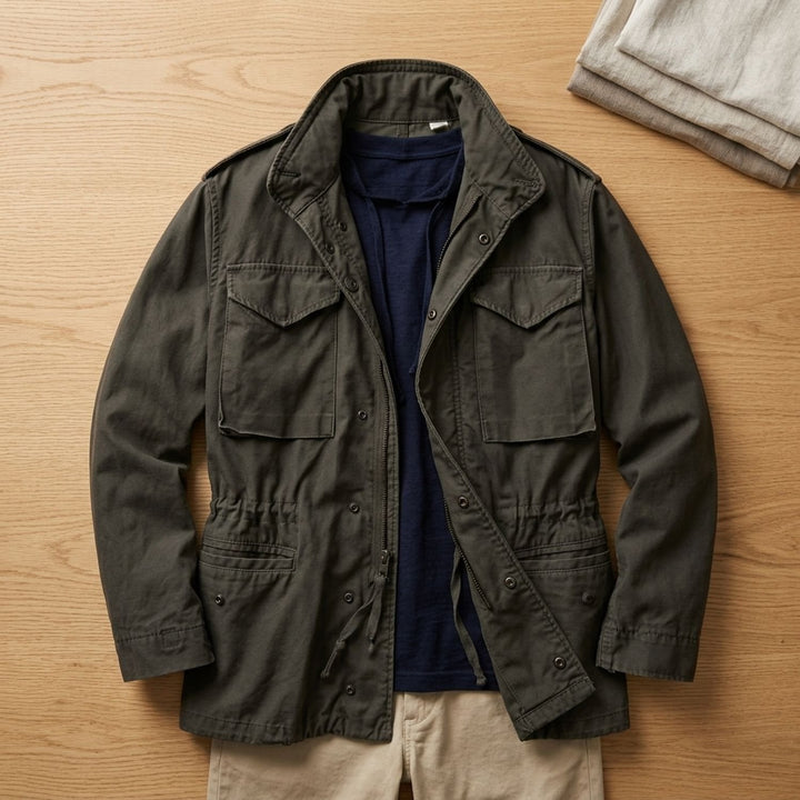 Herren Vintage Feldjacke mit verstellbarem Bund M65 Field Jacket
