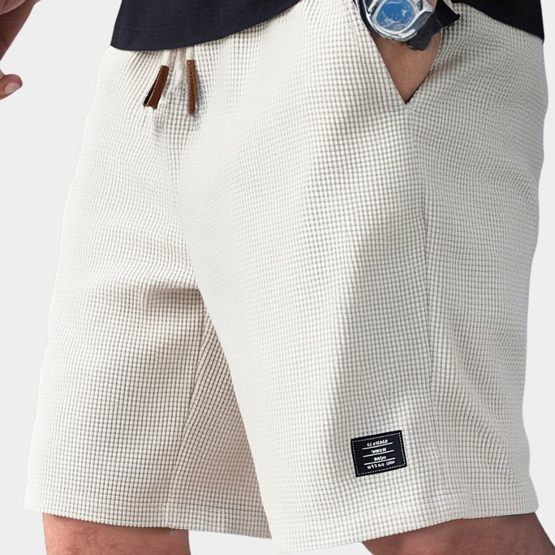 Herren Waffle-Struktur Relaxed-Fit Kordelzug Shorts - Weiß