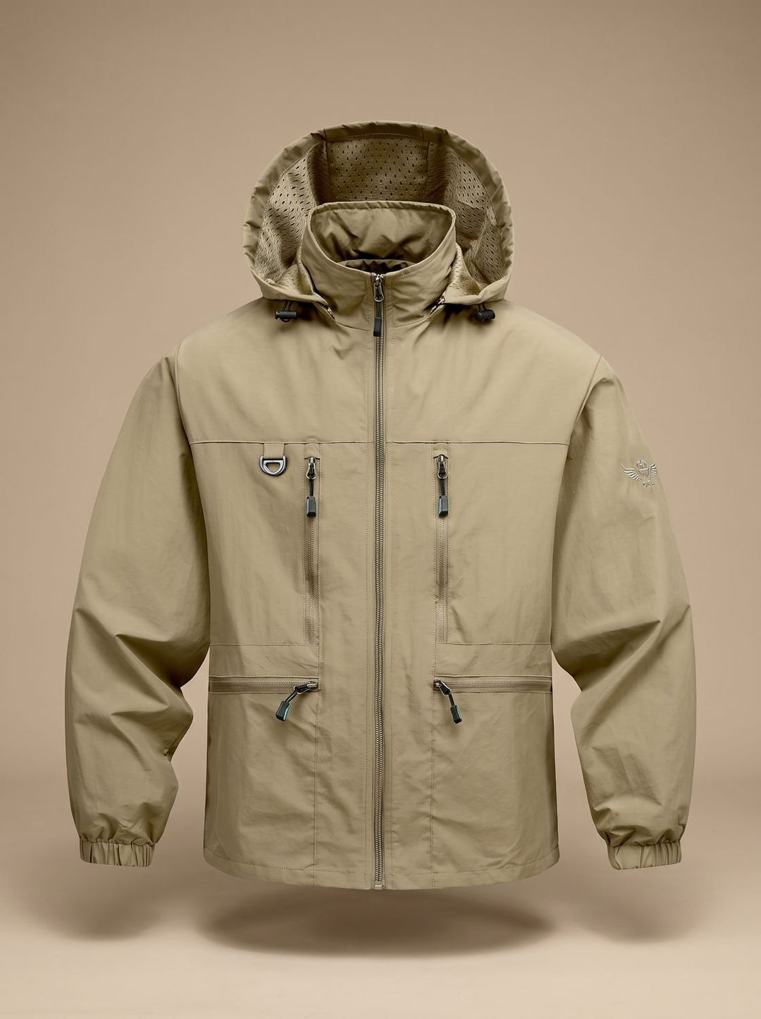 Herren Wasserdichte Kapuzenjacke mit Mehreren Taschen, Khaki - Khaki