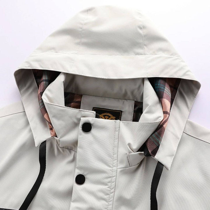 Herren Wasserdichte Steppjacke mit Kapuze Winddichte Outdoorjacke