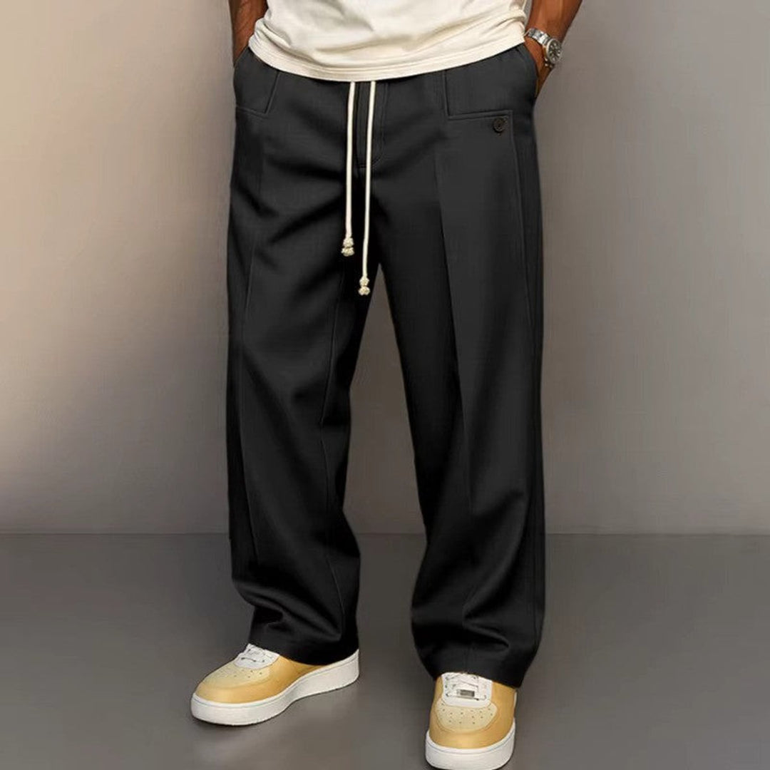 Herren Weite Kordelzug-Bundhose Modern Geschnitten - Schwarz