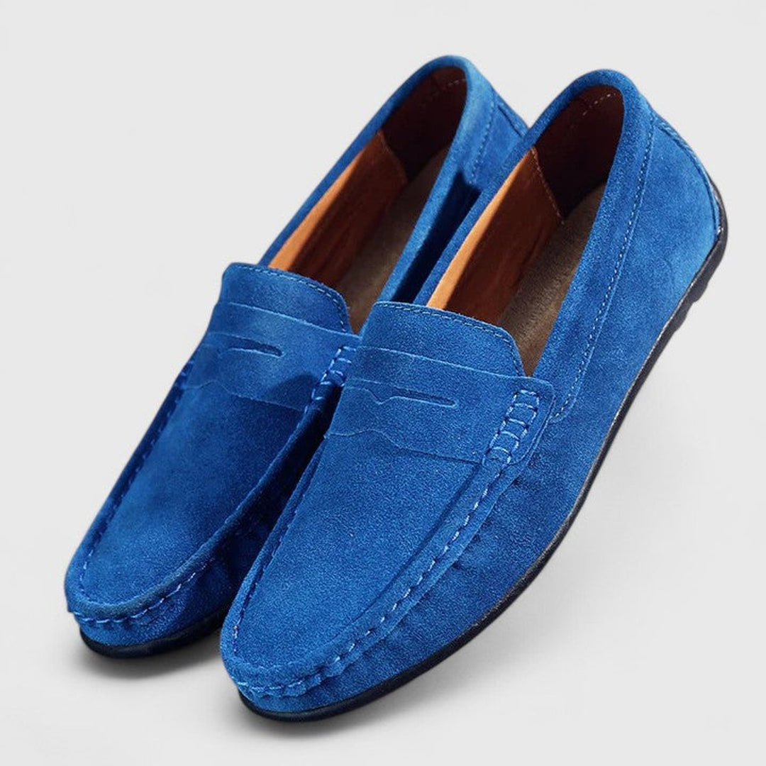 Herren Wildleder Penny-Loafer Klassischer Slip-on Komfortschuh - Blau