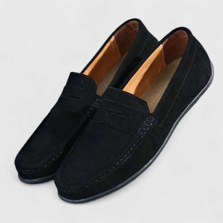 Herren Wildleder Penny-Loafer Klassischer Slip-on Komfortschuh - Schwarz