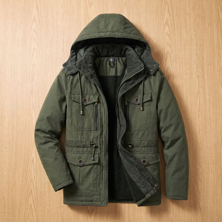 Herren Winterjacke Fleecefutter Kapuze Steppjacke