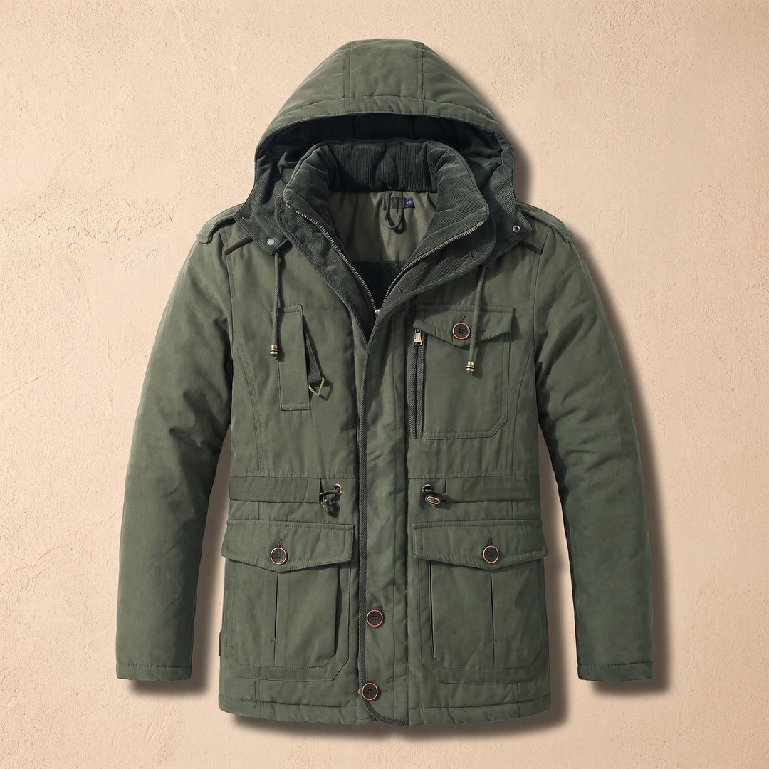 Herren Winterjacke Fleecefutter Kapuze Steppjacke