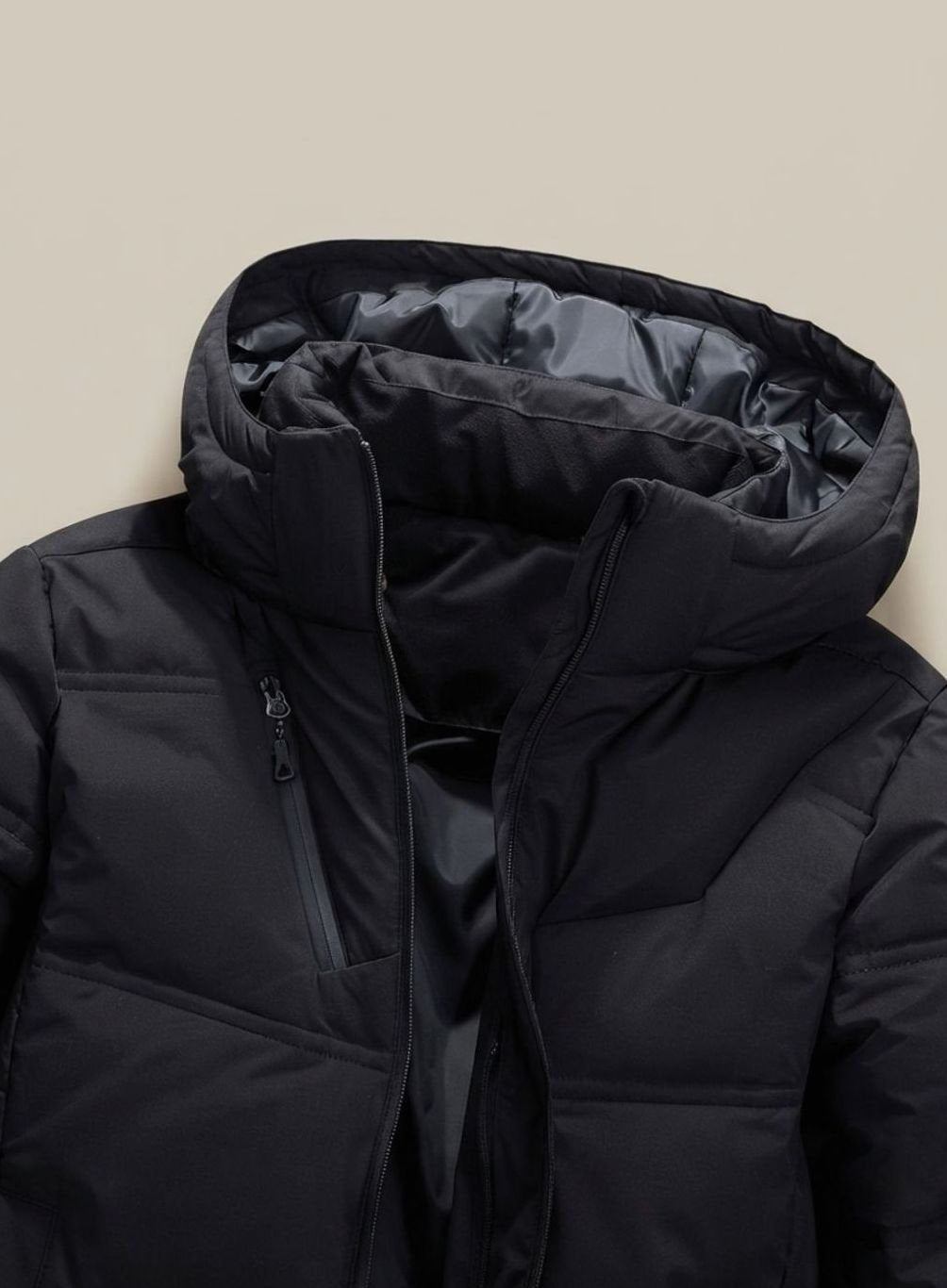 Herren Winterjacke Gefütterte Kapuzenjacke Abnehmbare Kapuze