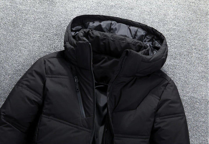 Herren Winterjacke Gefütterte Kapuzenjacke Abnehmbarer Kapuze Polyester