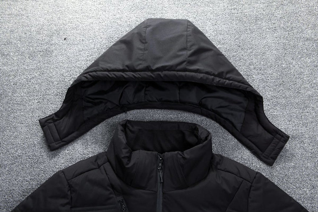 Herren Winterjacke Gefütterte Kapuzenjacke Abnehmbarer Kapuze Polyester
