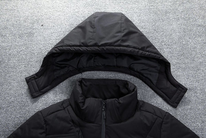 Herren Winterjacke Gefütterte Kapuzenjacke Abnehmbarer Kapuze Polyester