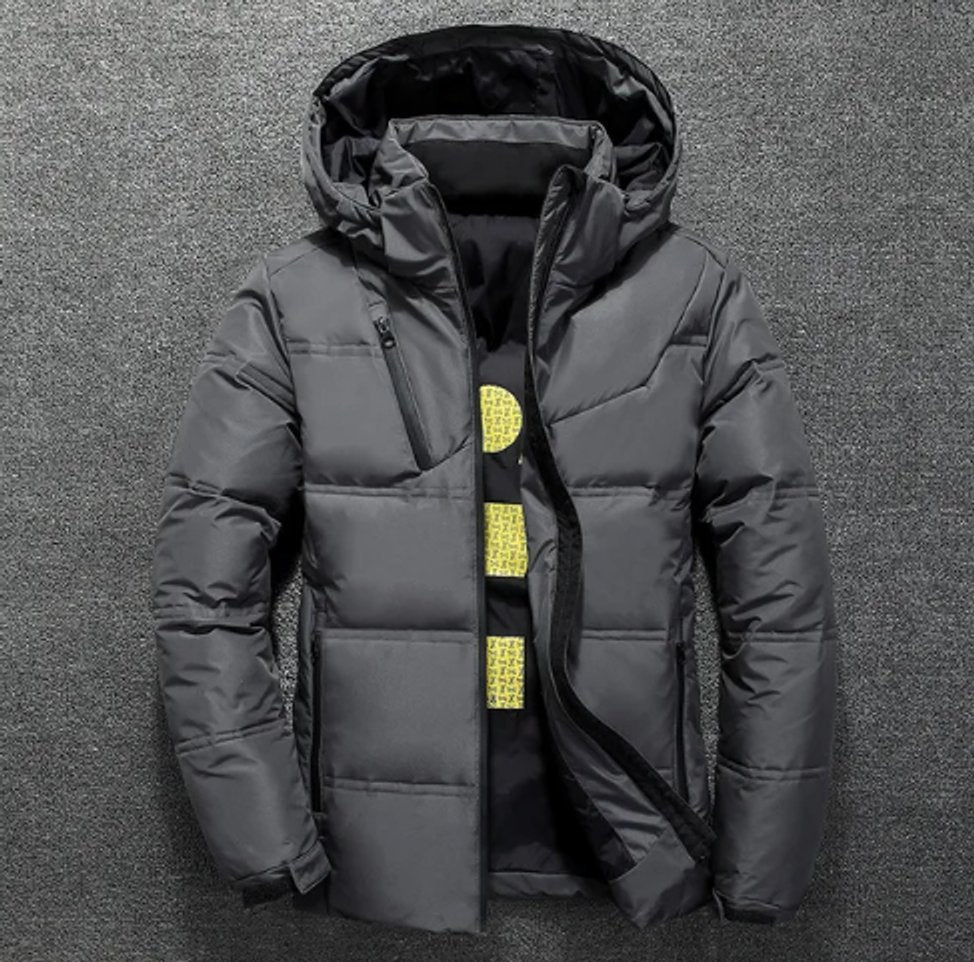 Herren Winterjacke Gefütterte Kapuzenjacke Abnehmbarer Kapuze Polyester