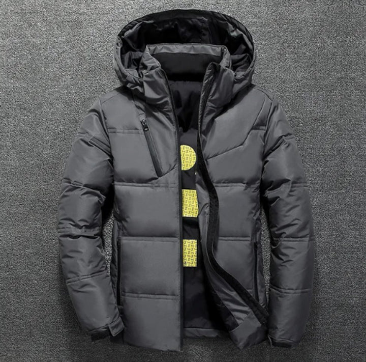 Herren Winterjacke Gefütterte Kapuzenjacke Abnehmbarer Kapuze Polyester