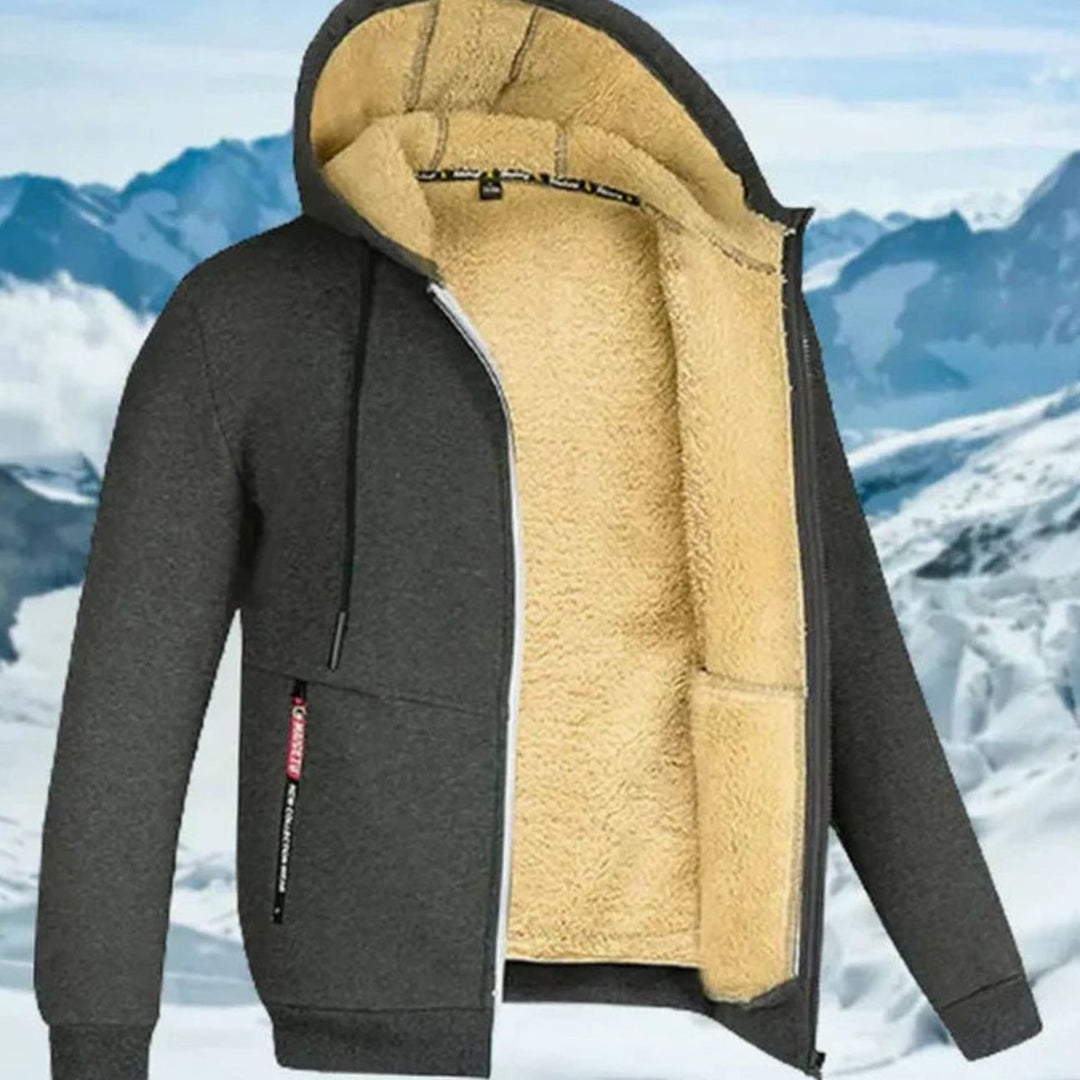 Herren Winterjacke mit Fleece-Futter und Kapuze - Dunkelgrau