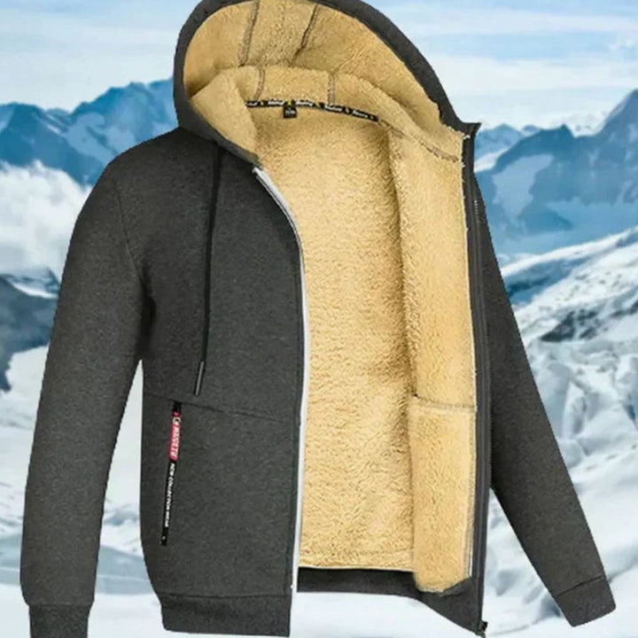 Herren Winterjacke mit Fleece-Futter und Kapuze - Dunkelgrau