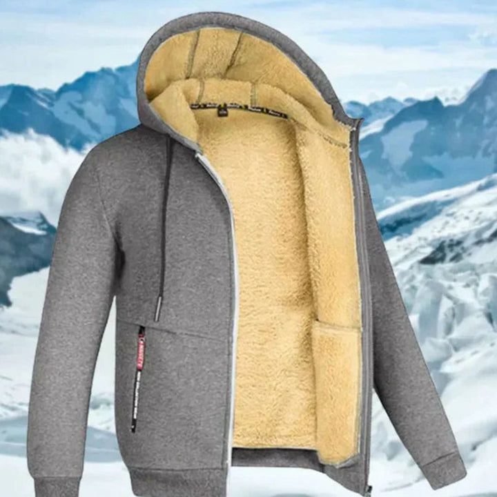Herren Winterjacke mit Fleece-Futter und Kapuze - Grau