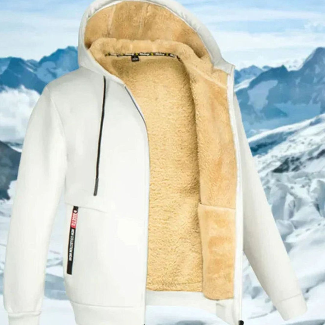 Herren Winterjacke mit Fleece-Futter und Kapuze - Weiß