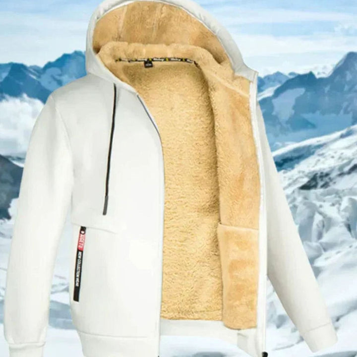 Herren Winterjacke mit Fleece-Futter und Kapuze - Weiß
