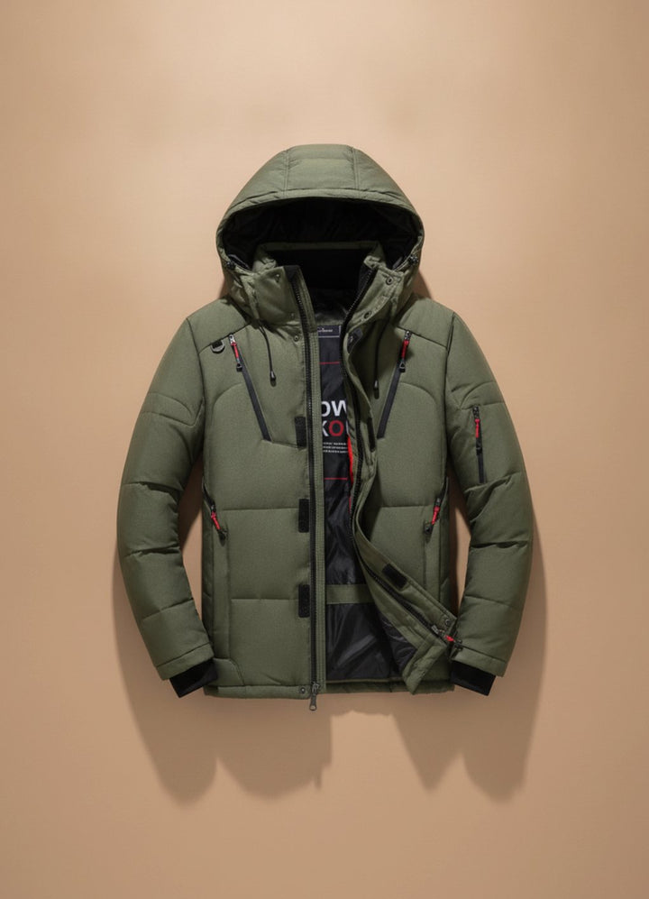 Herren Winterjacke Warme Gefütterte Kapuzenjacke Winddicht