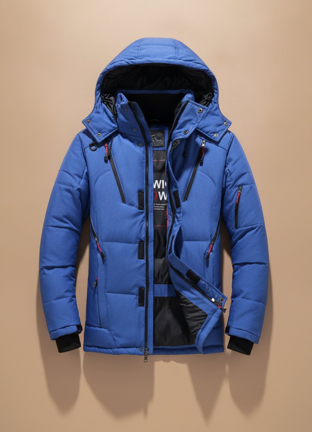 Herren Winterjacke Warme Gefütterte Kapuzenjacke Winddicht - Blau