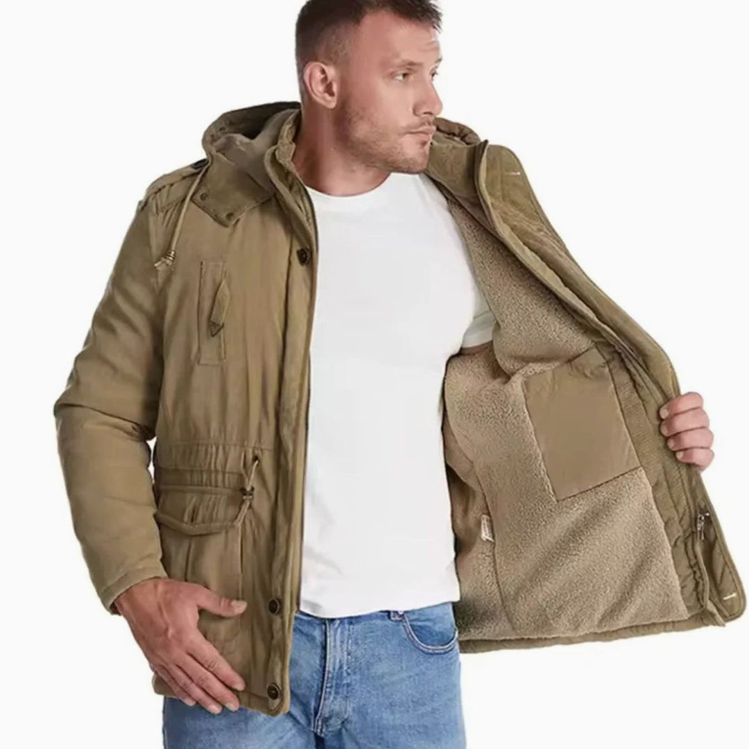 Herren Winterjacke Wasser- und Winddicht Fleecefutter Kapuze