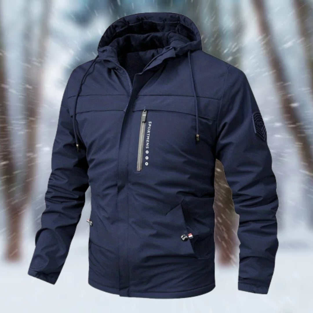 Herren Winterjacke wasserdicht gefüttert mit Kapuze - Dunkelblau