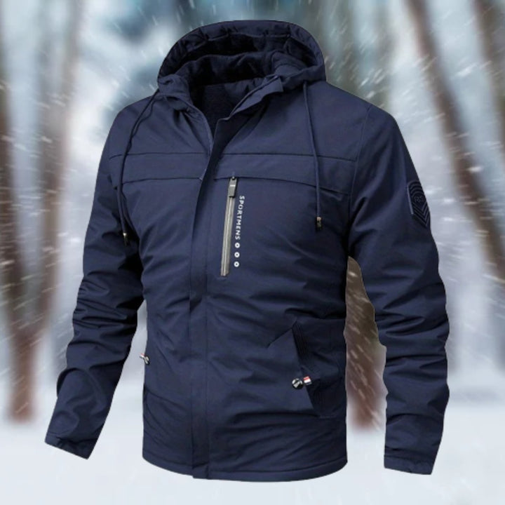 Herren Winterjacke wasserdicht gefüttert mit Kapuze - Dunkelblau
