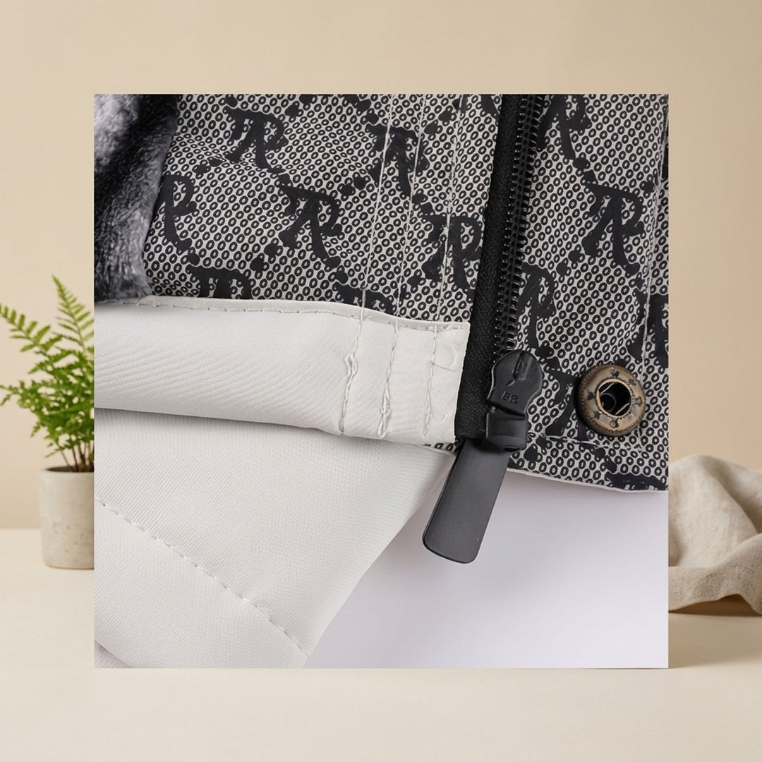 Herren Wintermantel mit Fellkapuze und Mehrfachtaschen