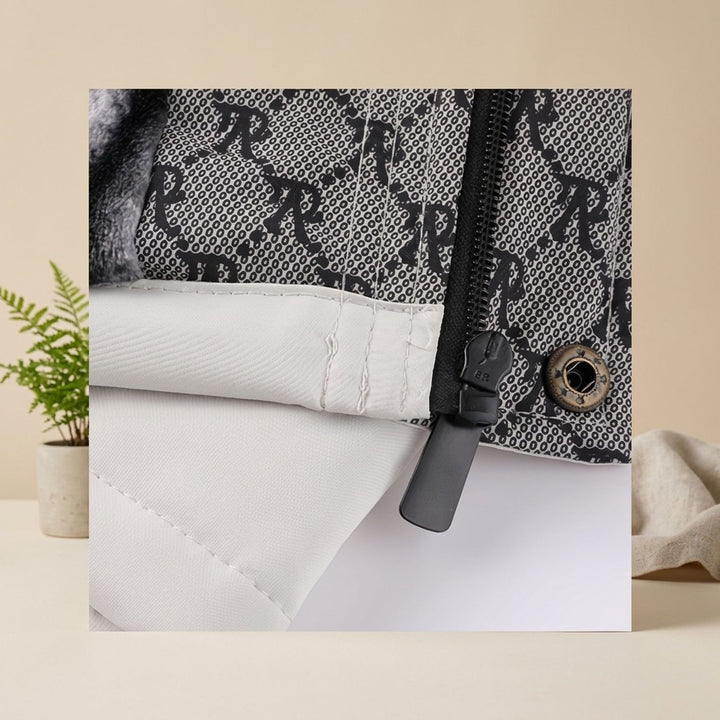 Herren Wintermantel mit Fellkapuze und Mehrfachtaschen