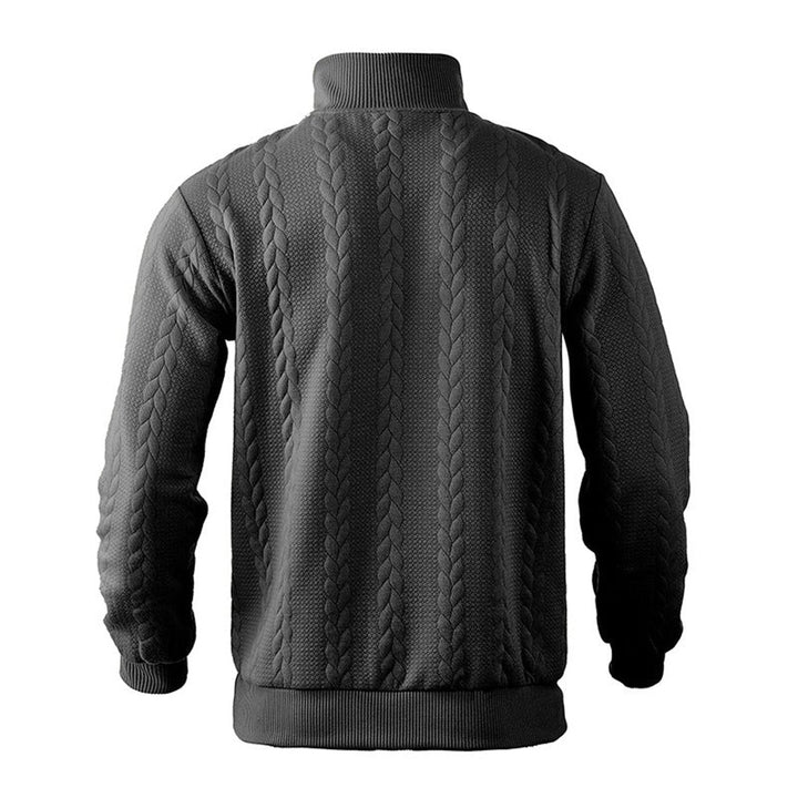 Herren Zopfstrick-Pullover mit Viertelreißverschluss Knit Sweater