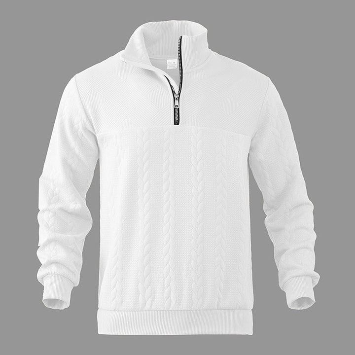 Herren Zopfstrick-Pullover mit Viertelreißverschluss Knit Sweater