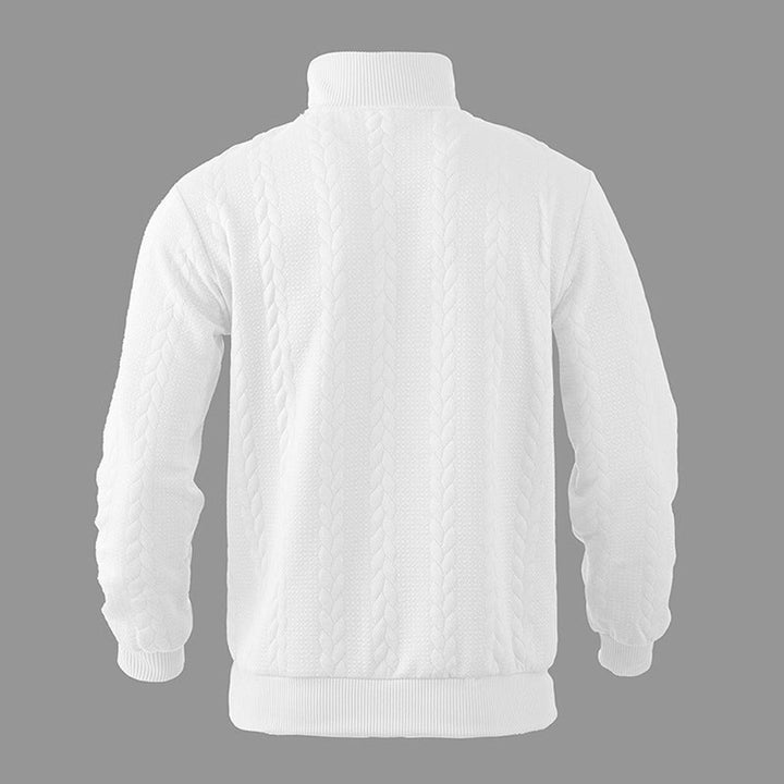 Herren Zopfstrick-Pullover mit Viertelreißverschluss Knit Sweater