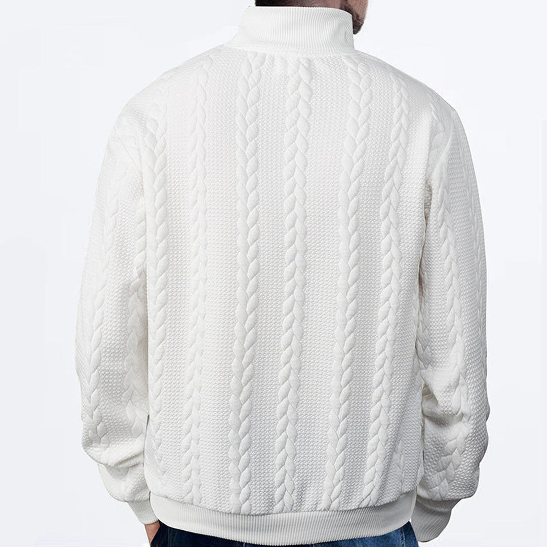 Herren Zopfstrick-Pullover mit Viertelreißverschluss Knit Sweater