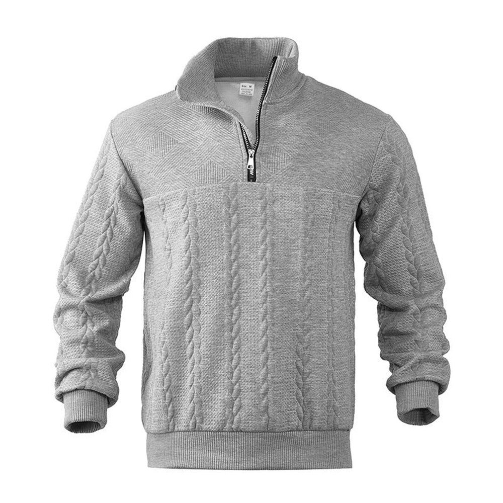 Herren Zopfstrick-Pullover mit Viertelreißverschluss Knit Sweater
