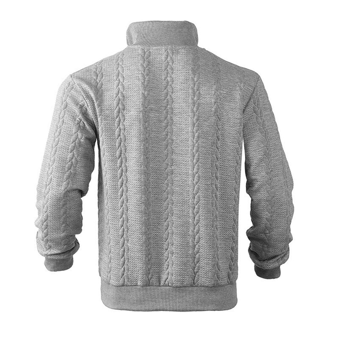 Herren Zopfstrick-Pullover mit Viertelreißverschluss Knit Sweater