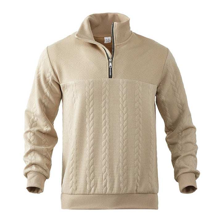 Herren Zopfstrick-Pullover mit Viertelreißverschluss Knit Sweater