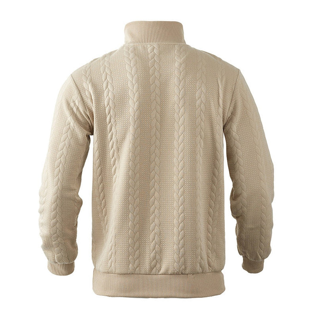 Herren Zopfstrick-Pullover mit Viertelreißverschluss Knit Sweater