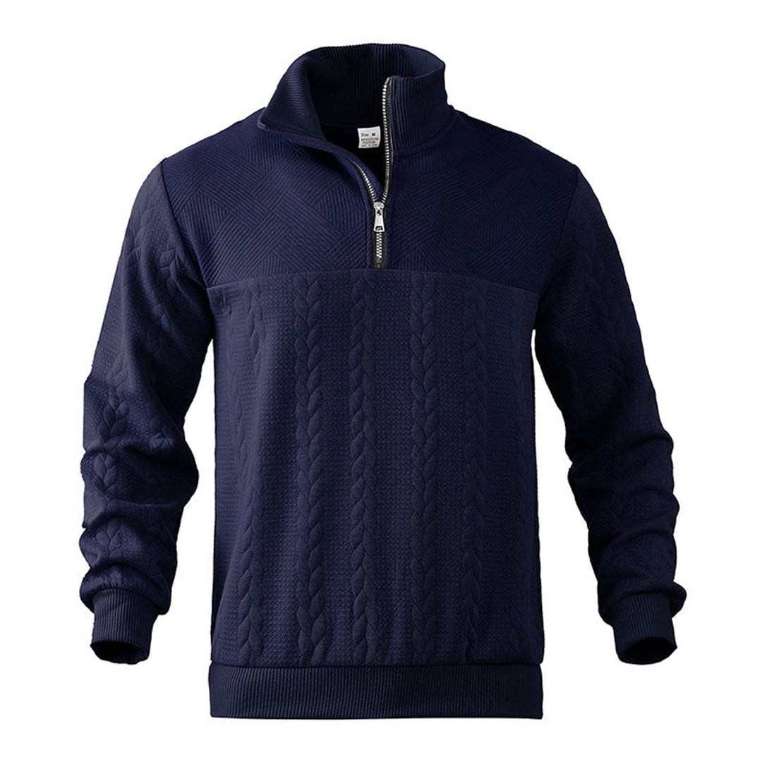 Herren Zopfstrick-Pullover mit Viertelreißverschluss Knit Sweater